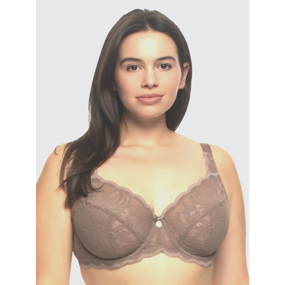 NEW $52 Felina Paramour Peridot Unlined Mink Brown Lace Bra Underwire 115073 38H